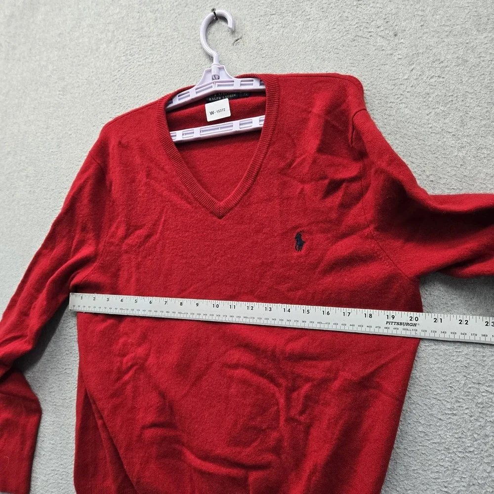 Polo Ralph Lauren Men Sweater L Red Embroidered Logo Merino Wool Old Money